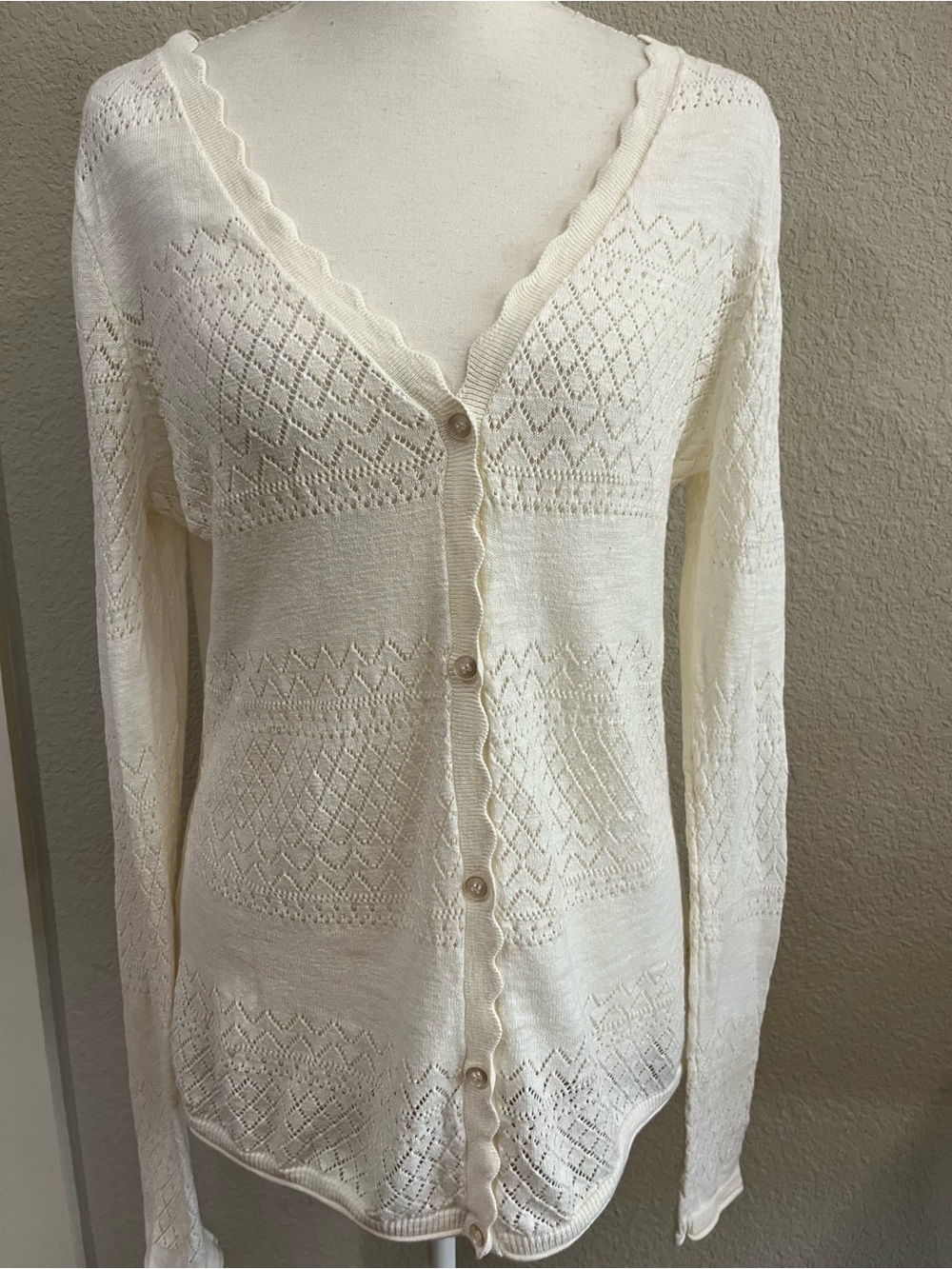 Frye Women’s Pointelle Knit Button Front Cardigan